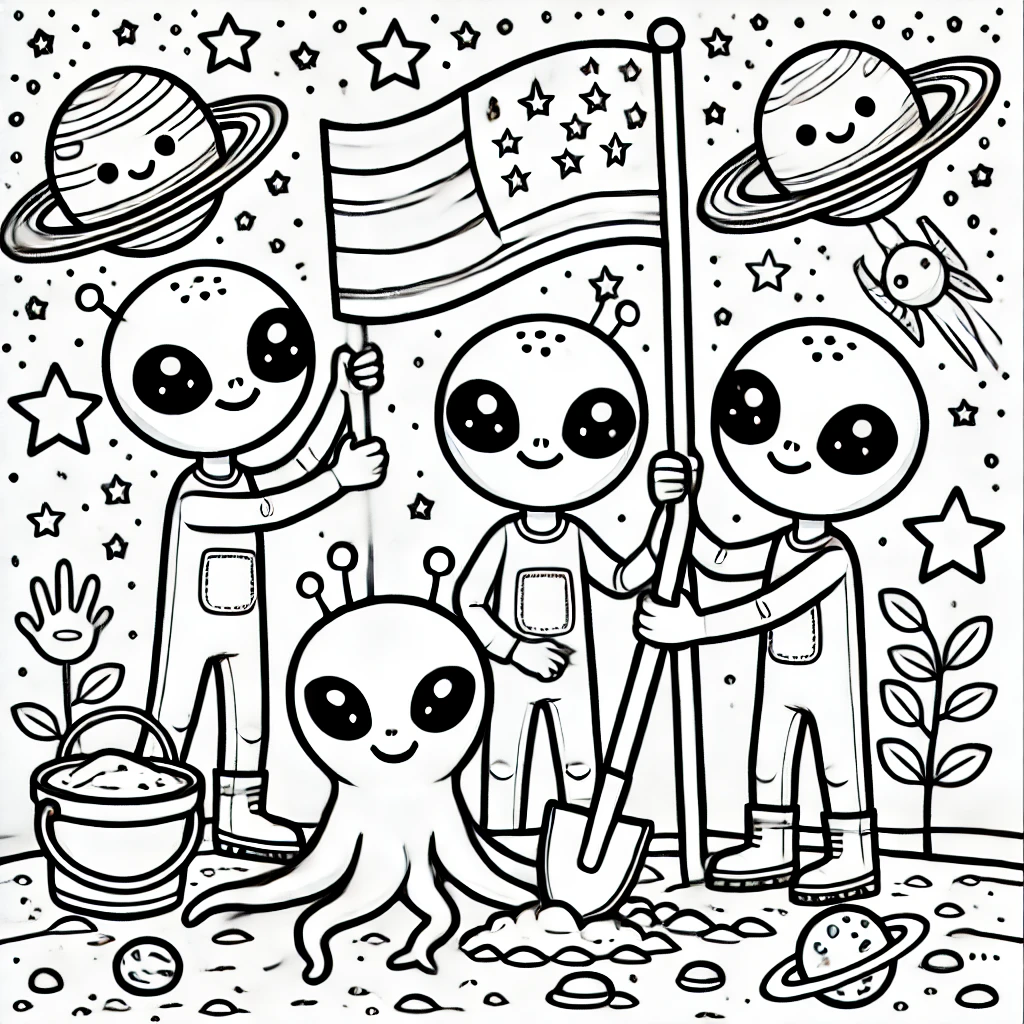 Aliens Planting a Flag